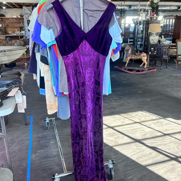 vintage purple velvet floral prom dress roberta whimsygoth formal maxi dress - Picture 2 of 13